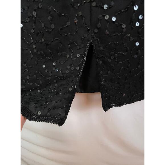 Stenay Women's Size 8 Blue/Black 100% Silk Sequin Cocktail Dress Made in India - Picture 7 of 8